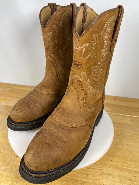 Ariat Workhog Steel Toe Cowboy Work Boots Men’s 8.5 EE Brown Pull On main image 7